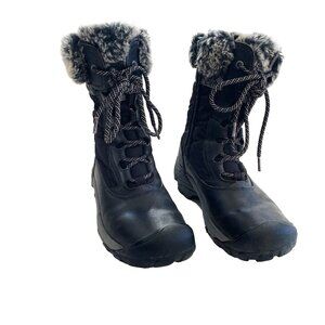 KEEN Hoodoo III Boots 6 Black Leather Waterproof Winter Snow Faux Fur Mid Calf